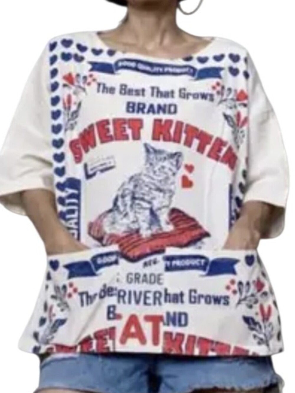 Vintage Sack Sweet Kittens Sack Short Sleeve Top Size OS in EUC
